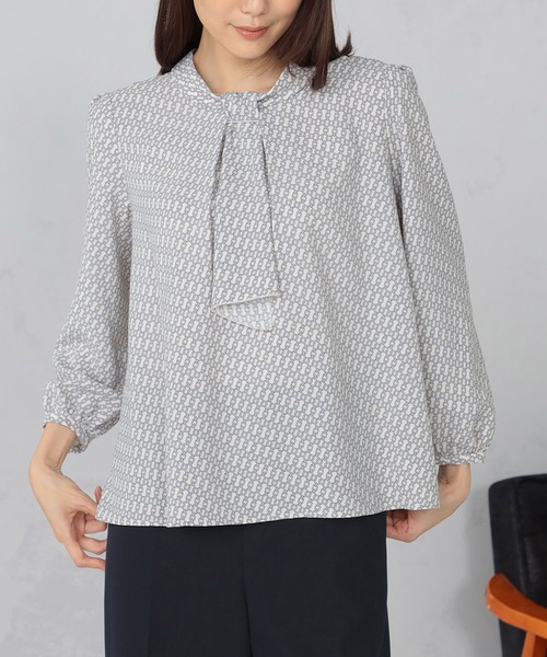 GALLORIA（ギャローリア）の「洗濯機で洗える　パーツ付きブラウス（シャツ/ブラウス・レディース・ネイビー/ライトグレー・S/M/L/LL）」の9枚目の写真