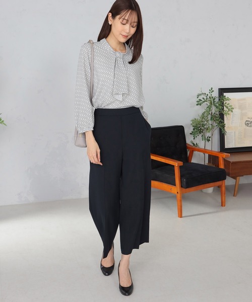 GALLORIA（ギャローリア）の「洗濯機で洗える　パーツ付きブラウス（シャツ/ブラウス・レディース・ネイビー/ライトグレー・S/M/L/LL）」の5枚目の写真