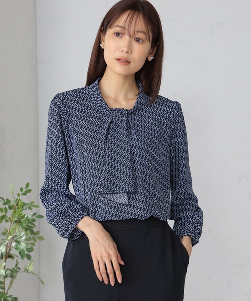 GALLORIA（ギャローリア）の「洗濯機で洗える　パーツ付きブラウス（シャツ/ブラウス・レディース・ネイビー/ライトグレー・S/M/L/LL）」の3枚目の写真