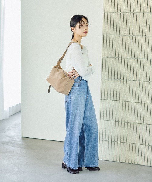 LEPSIM（レプシィム）の「テンセル混クルー　582459（Tシャツ/カットソー・レディース・レッド/ライトグレー/オフホワイト/ライトブルー/ブラック/パープル/ブラウン・FREE）」の19枚目の写真