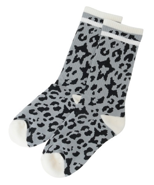 Candy Stripper(キャンディストリッパー)の「STAR LEOPARD RIB ソックス(ソックス/靴下・レディース・アイボリー/グレー・FREE)」の3枚目の写真