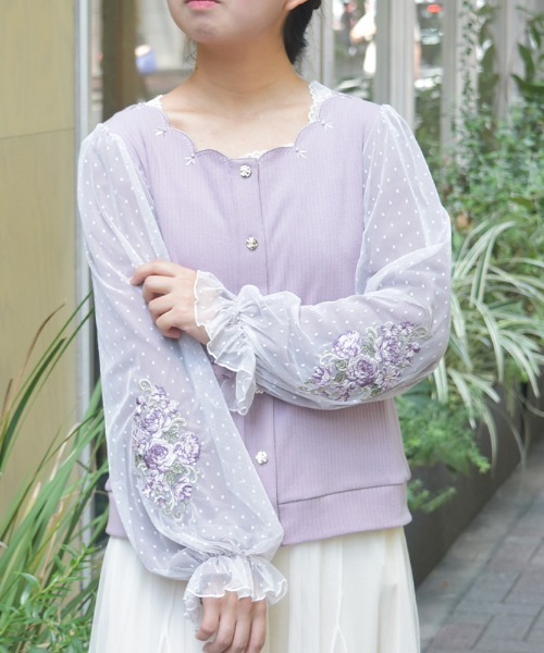 セール】ローズ刺繍カットカーディガン（カーディガン/ボレロ）｜axes