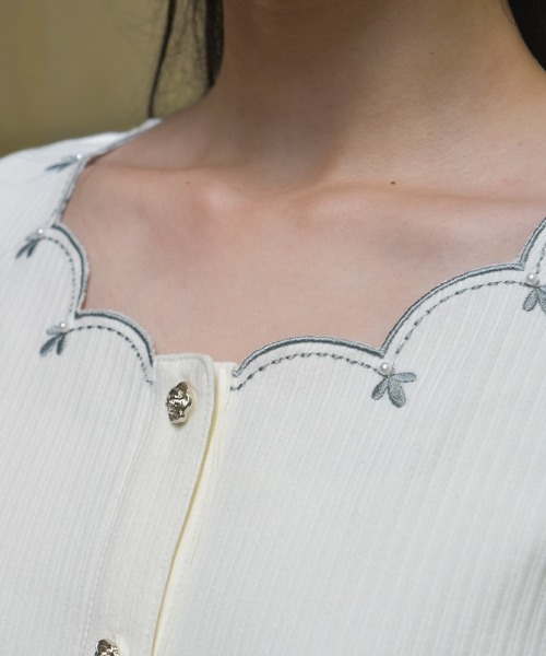 セール】ローズ刺繍カットカーディガン（カーディガン/ボレロ）｜axes