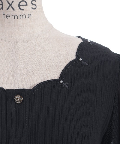 axes femme(アクシーズファム)の「ローズ刺繍カットカーディガン(カーディガン/ボレロ・レディース・ブラック/キナリ/ラベンダー・FREE)」の22枚目の写真