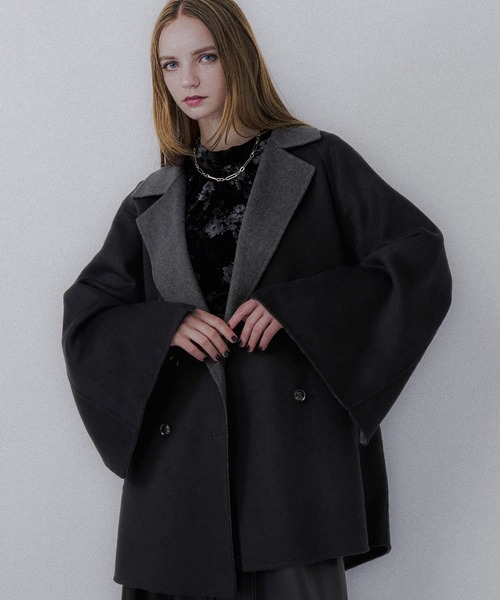 HARE（ハレ）の「ソデアキミドルリバーコート(HARE)（チェスターコート・レディース・グレー/ブラック・FREE）」の19枚目の写真