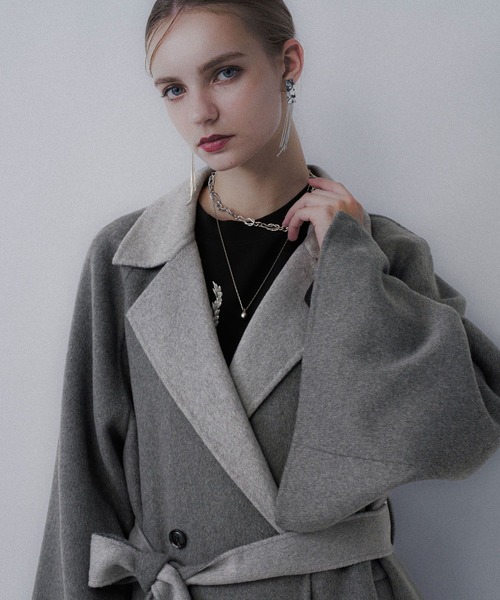 HARE（ハレ）の「ソデアキミドルリバーコート(HARE)（チェスターコート・レディース・グレー/ブラック・FREE）」の21枚目の写真