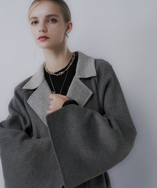 HARE（ハレ）の「ソデアキミドルリバーコート(HARE)（チェスターコート・レディース・グレー/ブラック・FREE）」の9枚目の写真