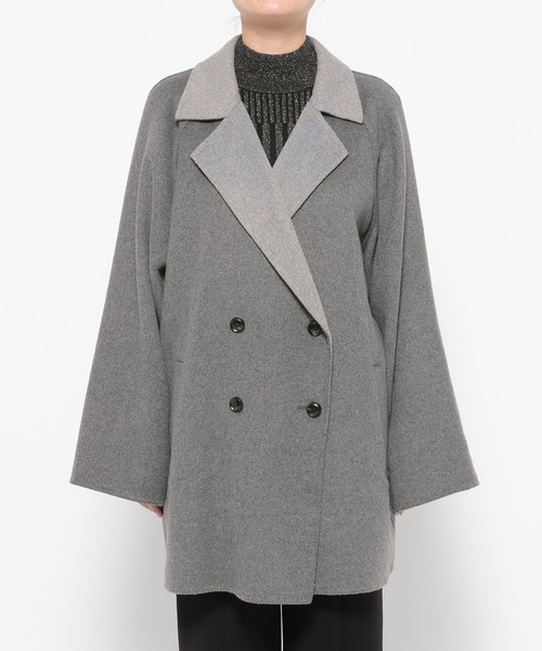 HARE（ハレ）の「ソデアキミドルリバーコート(HARE)（チェスターコート・レディース・グレー/ブラック・FREE）」の6枚目の写真