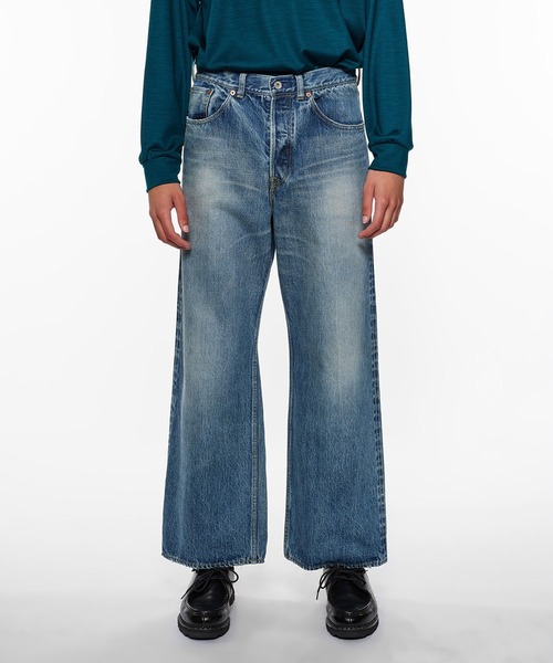 【markaware/marka】オーガニックコットン 13.5oz セルビッチデニム / ワイドレッグジーンズ Used Washed
