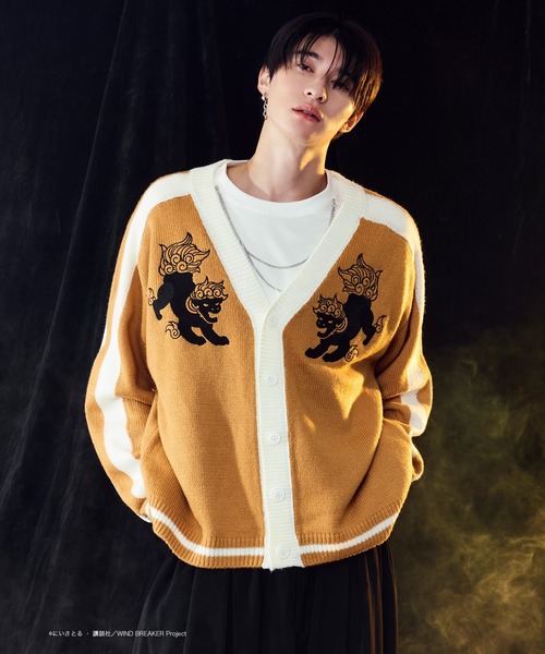 Ellno Loset(エルノロゼット)の「【WIND BREAKERコラボ】ユニフォームニットカーディガン(カーディガン/ボレロ・メンズ・Black/Orange・MEDIUM/LARGE)」の7枚目の写真