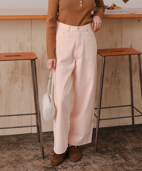 titivate（ティティベイト）の「ストレートシルエットデニムパンツ（デニムパンツ・レディース・インディゴブルー/ライトイエロー/ブルー/ライトブルー/ライトピンク・L/M/S/SP）」の5枚目の写真