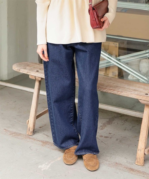 titivate（ティティベイト）の「ストレートシルエットデニムパンツ（デニムパンツ・レディース・インディゴブルー/ライトイエロー/ブルー/ライトブルー/ライトピンク・L/M/S/SP）」の10枚目の写真