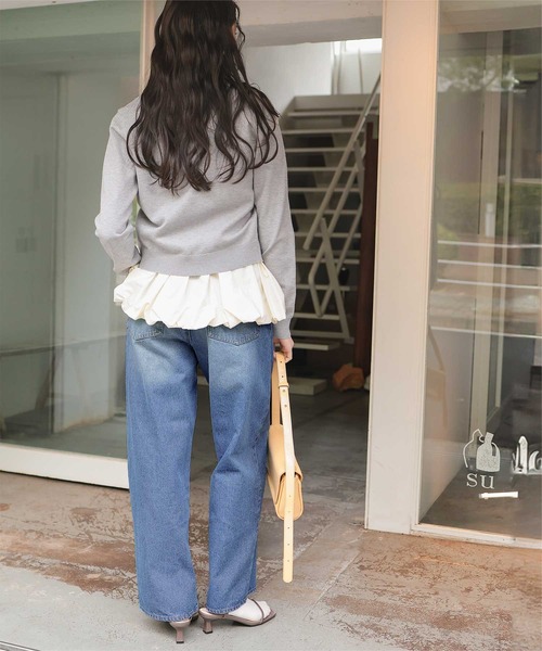 titivate（ティティベイト）の「ストレートシルエットデニムパンツ（デニムパンツ・レディース・インディゴブルー/ライトイエロー/ブルー/ライトブルー/ライトピンク・L/M/S/SP）」の15枚目の写真