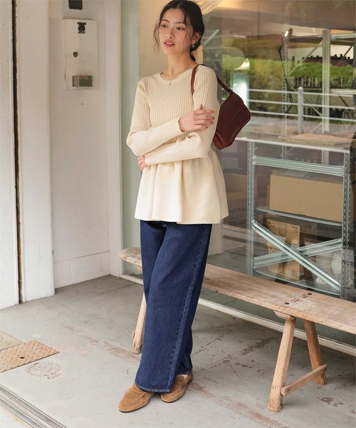 titivate（ティティベイト）の「ストレートシルエットデニムパンツ（デニムパンツ・レディース・インディゴブルー/ライトイエロー/ブルー/ライトブルー/ライトピンク・L/M/S/SP）」の12枚目の写真