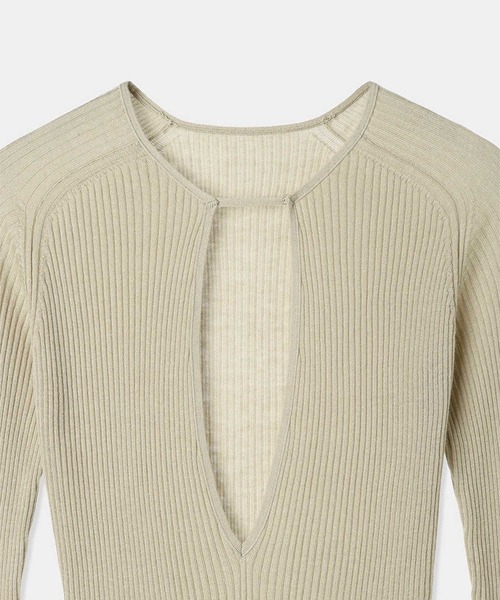 【louren】vneck knit body suit ベージュ louren/ローレン】Vneck knit body suit/Vネックニットボディ