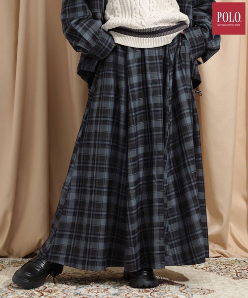 POLO BCS（ポロ ビーシーエス）の「【POLO BCS/ポロ・ビーシーエス】別注/ボリュームフレアスカート（スカート・レディース・レッド系その他/ブラウン/ネイビー・FREE）」の2枚目の写真