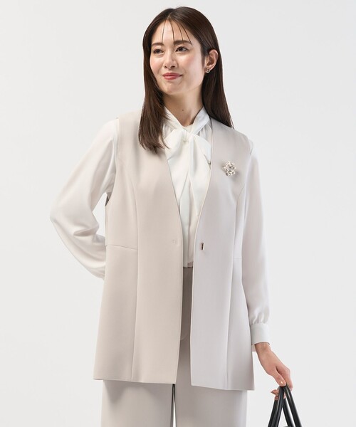 J.PRESS(ジェイプレス)の「【セットアップ対応】セラテリーダブルクロス ジレ(その他アウター・レディース・ネイビー系/ベージュ系/ブラック系・T13)」の1枚目の写真