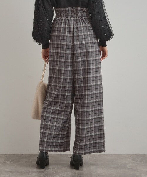 couture brooch（クチュールブローチ）の「【大人可愛い】起毛先染めチェック柄 スカラウエスト ワイドパンツ（その他パンツ・レディース・ブラウン系その他2/グレー系1・36/38/40/42）」の20枚目の写真