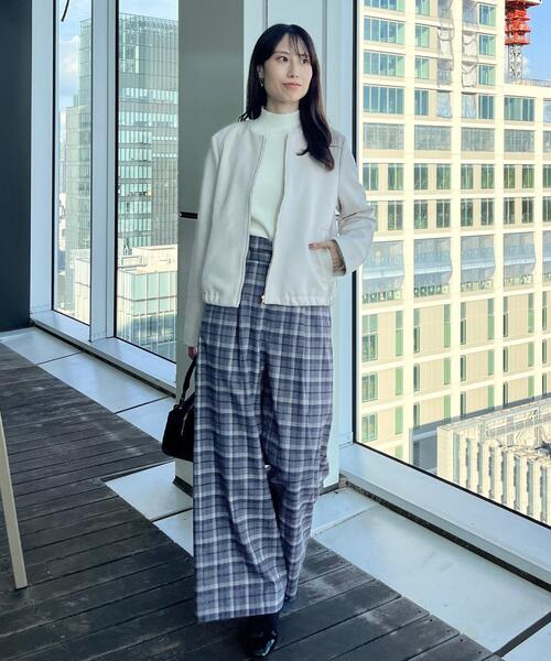 couture brooch（クチュールブローチ）の「【大人可愛い】起毛先染めチェック柄 スカラウエスト ワイドパンツ（その他パンツ・レディース・ブラウン系その他2/グレー系1・36/38/40/42）」の21枚目の写真