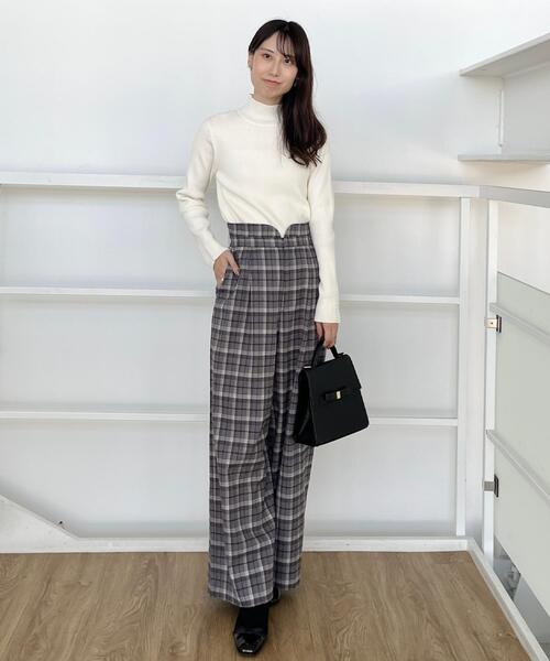 couture brooch（クチュールブローチ）の「【大人可愛い】起毛先染めチェック柄 スカラウエスト ワイドパンツ（その他パンツ・レディース・ブラウン系その他2/グレー系1・36/38/40/42）」の22枚目の写真