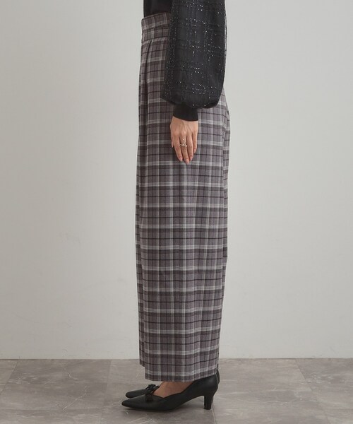 couture brooch（クチュールブローチ）の「【大人可愛い】起毛先染めチェック柄 スカラウエスト ワイドパンツ（その他パンツ・レディース・ブラウン系その他2/グレー系1・36/38/40/42）」の9枚目の写真