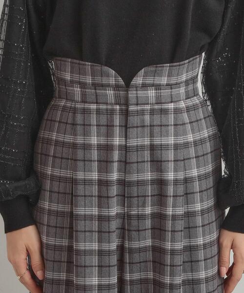 couture brooch（クチュールブローチ）の「【大人可愛い】起毛先染めチェック柄 スカラウエスト ワイドパンツ（その他パンツ・レディース・ブラウン系その他2/グレー系1・36/38/40/42）」の11枚目の写真