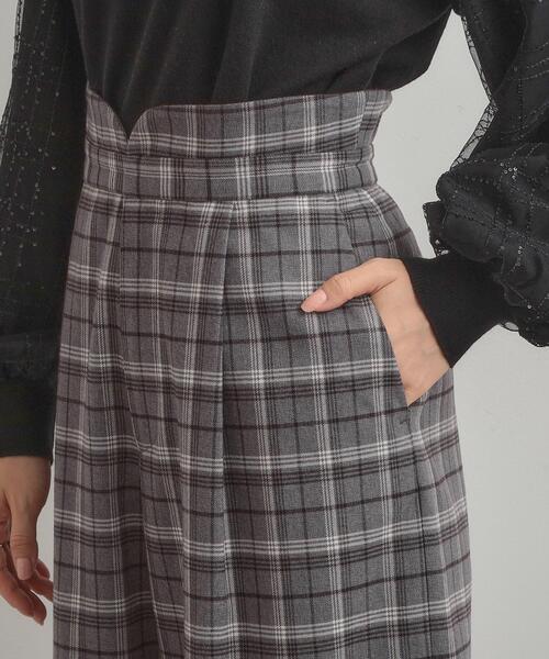 couture brooch（クチュールブローチ）の「【大人可愛い】起毛先染めチェック柄 スカラウエスト ワイドパンツ（その他パンツ・レディース・ブラウン系その他2/グレー系1・36/38/40/42）」の13枚目の写真