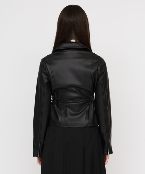 黒 合成皮革 ペプラムライダースジャケット RESEXXY（リゼクシー） レザージャケット ライダース ペプラム