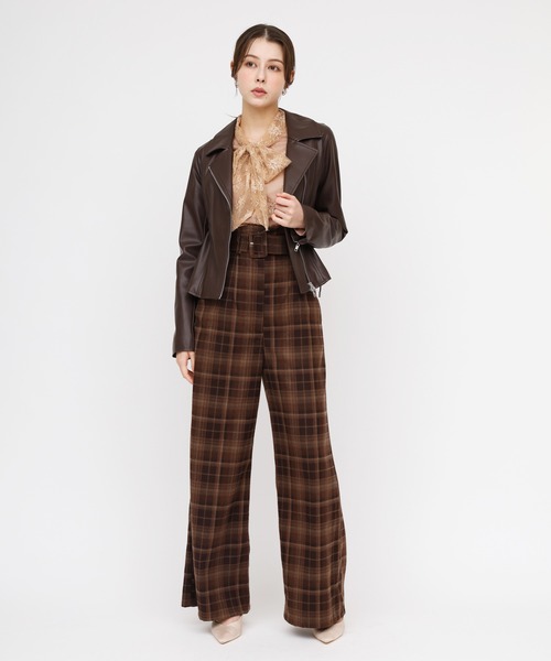 ROYAL PARTY（ロイヤルパーティー）の「ペプラムレザージャケット（ライダースジャケット・レディース・ブラウン/ブラック・FREE）」の13枚目の写真