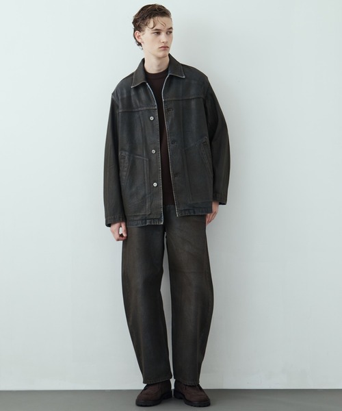 UNITED TOKYO(ユナイテッドトウキョウ)の「【残りわずか】コーティングデニムバレルパンツ(デニムパンツ・メンズ・ブラック/ブラウン・1/2)」の9枚目の写真