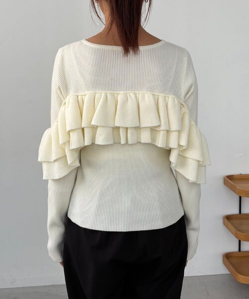 MAX♡cygne シーニュ　3wayフリルニット Arthur ホワイト セール】【2WAY】ベアフリルニット（ニット/セーター）｜CAPRICIEUX LE