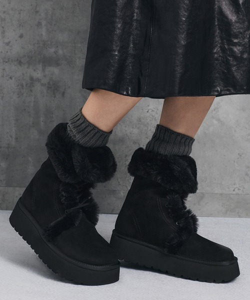 フォールドオーバー プラットフォームブーツ（ブーツ）｜CHARLES