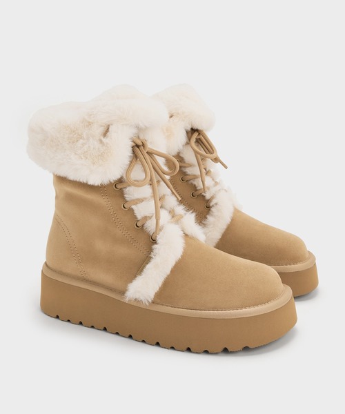 CHARLES & KEITH(チャールズ & キース)の「フォールドオーバー プラットフォームブーツ(ブーツ・レディース・ブラック系その他2/サンドベージュ・23cm/23.5cm/24.5cm/25cm/25.5cm/22.5cm)」の3枚目の写真