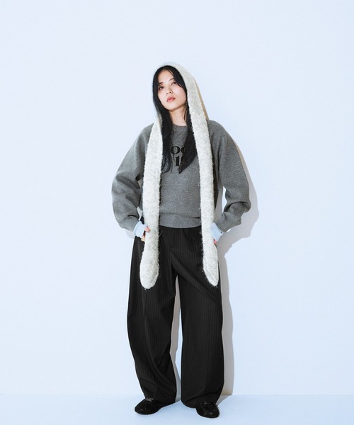 JEANASIS（ジーナシス）の「フードツキニットストール/599045（ストール/ショール・レディース・レッド系その他/グレー系その他/ブラウン系その他・FREE）」の13枚目の写真