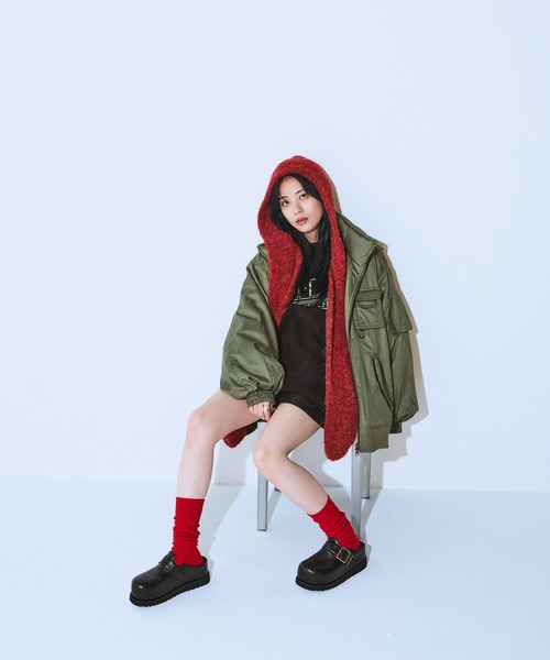 JEANASIS（ジーナシス）の「フードツキニットストール/599045（ストール/ショール・レディース・レッド系その他/グレー系その他/ブラウン系その他・FREE）」の14枚目の写真