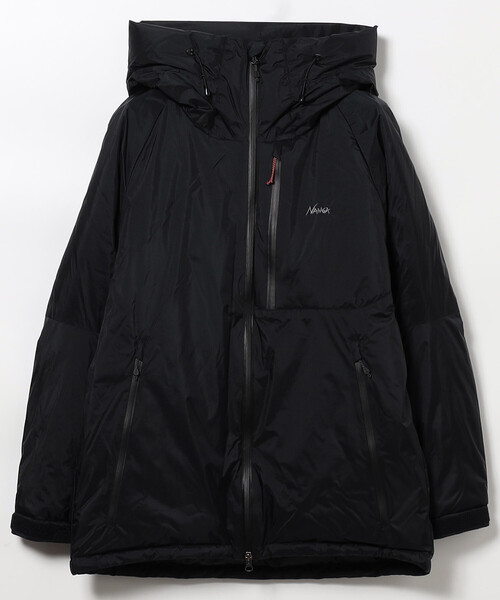 NANGA ダウンジャケット　パフ　ブラック　光沢　ネックボタン　黒　Lサイズ NH X NANGA . DOWN JACKET
