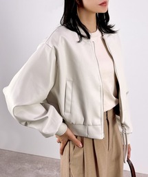 CLOTHY（クロシィ）の「【高級感あふれるツヤ感素材♪】ショート丈MA-1ジャケット（MA-1）」