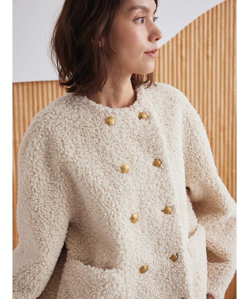 ミラオーウェン　Mila Owen 金釦カールファージャケット　今期NEW Mila Owen｜金釦カールファージャケット | Rakuten Fashion(楽天