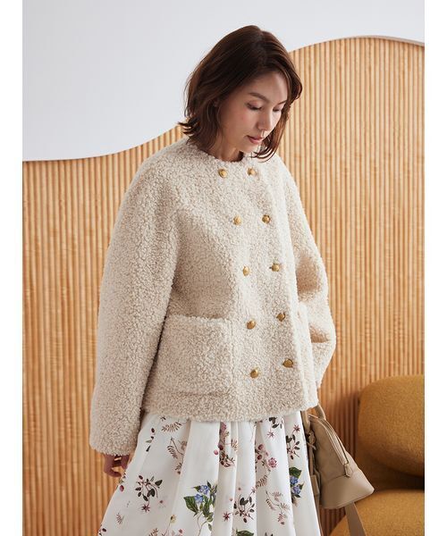 未使用 タグあり 雑誌掲載　Mila Owen ノーカラージャケット Mila Owen（ミラオーウェン） ノーカラージャケット 1 ブラック