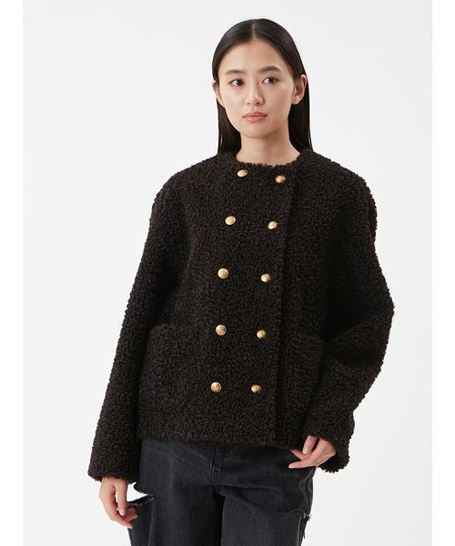 金釦カールファージャケット（ノーカラージャケット）｜Mila Owen