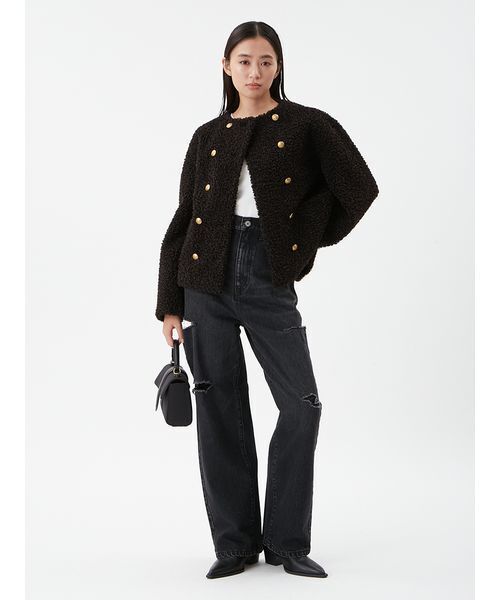 金釦カールファージャケット（ノーカラージャケット）｜Mila Owen