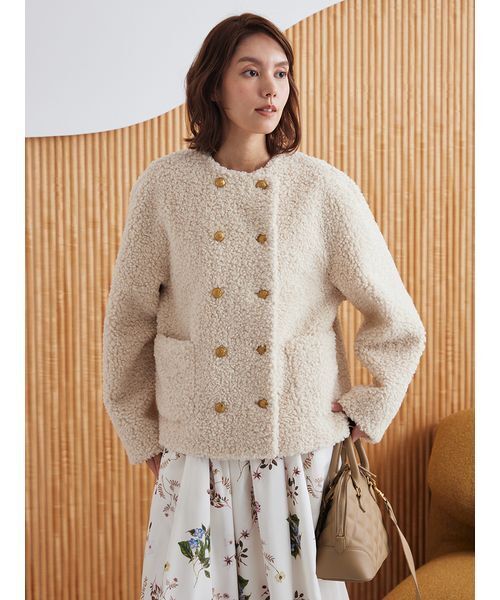 金釦カールファージャケット（ノーカラージャケット）｜Mila Owen