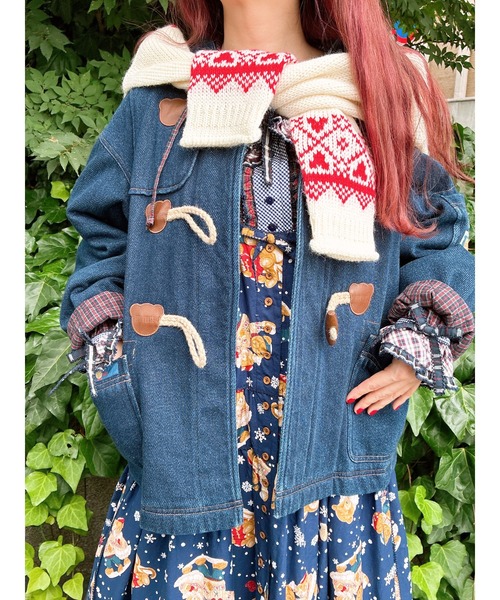 ピンクハウス Pロゴワッペン付きダッフルコート ウール混合 ピンクハウス Pロゴワッペン付きダッフルコート ウール混合