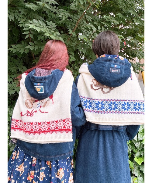 カールヘルム　ダッフル熊刺繍　ダッフルコート　ピンクハウス PINK HOUSE（ピンクハウス）の「デニムダッフルコート（ダッフルコート