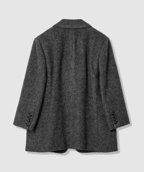 allureville アルアバイル モヘヤシャギークルージャケット コート 黒 モヘヤシャギーハーフチェスターコート | allureville (Women