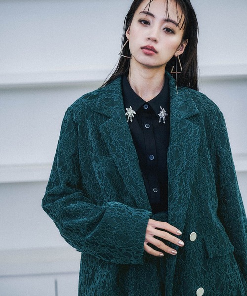 HARE（ハレ）の「モールレースミドルジャケット(HARE)（テーラードジャケット・レディース・ブラック/ブルーグリーン・FREE）」の22枚目の写真