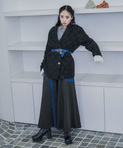 HARE（ハレ）の「モールレースミドルジャケット(HARE)（テーラードジャケット・レディース・ブラック/ブルーグリーン・FREE）」の3枚目の写真