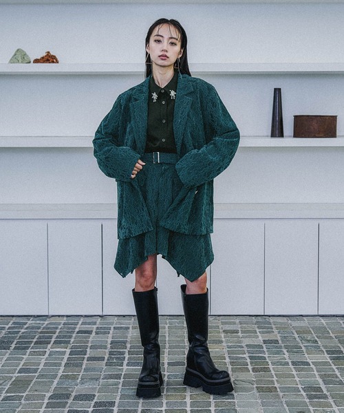 HARE（ハレ）の「モールレースミドルジャケット(HARE)（テーラードジャケット・レディース・ブラック/ブルーグリーン・FREE）」の6枚目の写真