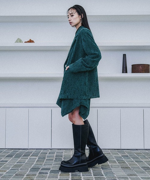 HARE（ハレ）の「モールレースミドルジャケット(HARE)（テーラードジャケット・レディース・ブラック/ブルーグリーン・FREE）」の8枚目の写真