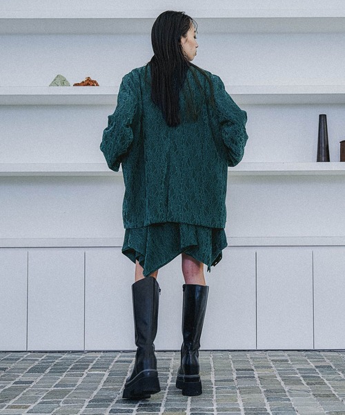 HARE（ハレ）の「モールレースミドルジャケット(HARE)（テーラードジャケット・レディース・ブラック/ブルーグリーン・FREE）」の9枚目の写真